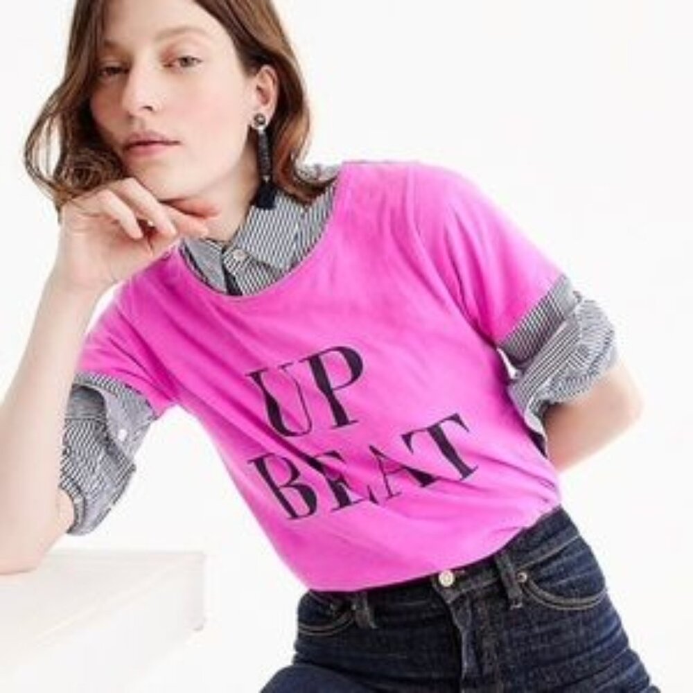 J. Crew "Up Beat" Pink Graphic T-Shirt